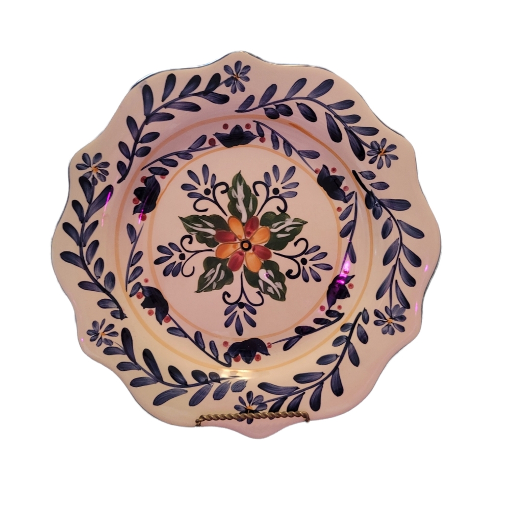 Talavera 12" Dinner Plate Scalloped Edges Whole Home Ceramic Floral design